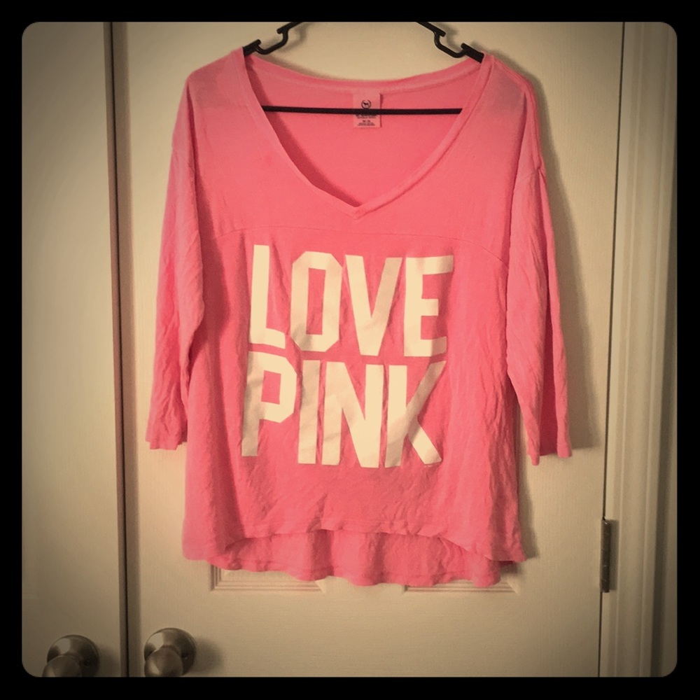 LOVE PINK Victoria’s Secret Wide Neck 3/4 Sleeve T